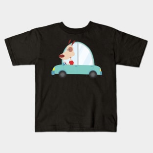 dog driving a car Kids T-Shirt